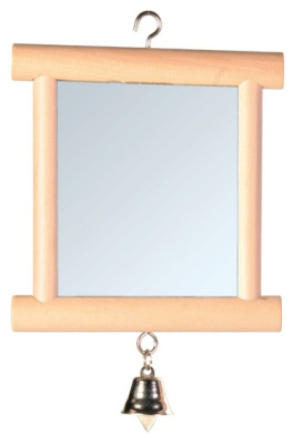 Игр.д/птиц (Trixie) Зеркало деревянное с колокольчиком 9*10см