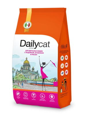 Dailycat Casual Line Adult Индейка/ягненок/рис д/взрослых кошек 400г