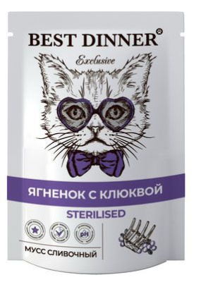 Best Dinner 85г Мусс Ягненок/клюква д/стерилизованных кошек
